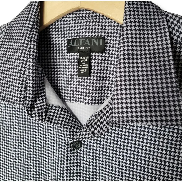 Alfani Men's Slim Fit Houndstooth Dress Shirt - Picture 7 of 8